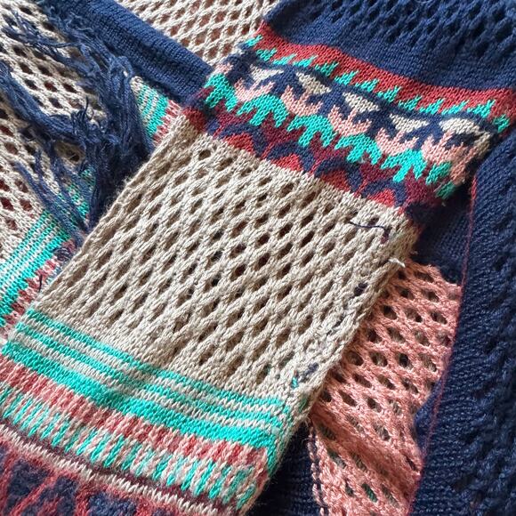 Say What open front Asymmetrical Cardigan Sweater Sz S Boho Western Aztec Knit - Picture 12 of 13